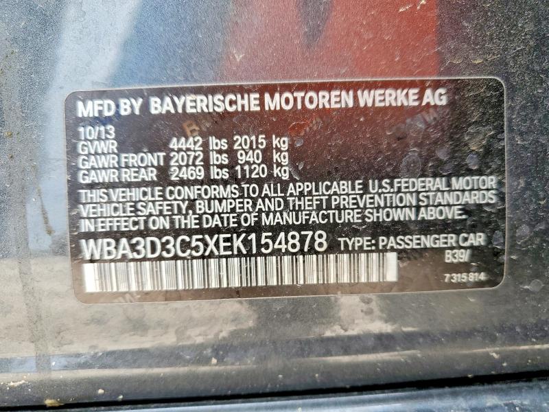 2014 Bmw 328 მანქანა იყიდება აუქციონზე, vin: WBA3D3C5XEK154878, აუქციონის ნომერი: 51337366
