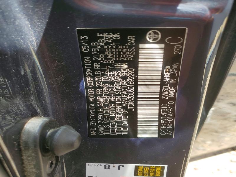 Aukcja sprzedaży 2013 Toyota Prius, vin: JTDKN3DU6D1692290, numer aukcji: 51716706