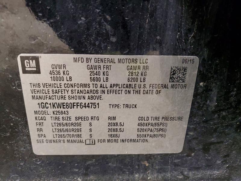 Продажа на аукционе авто 2015 Chevrolet Silverado, vin: 1GC1KWE80FF644751, номер лота: 51446676
