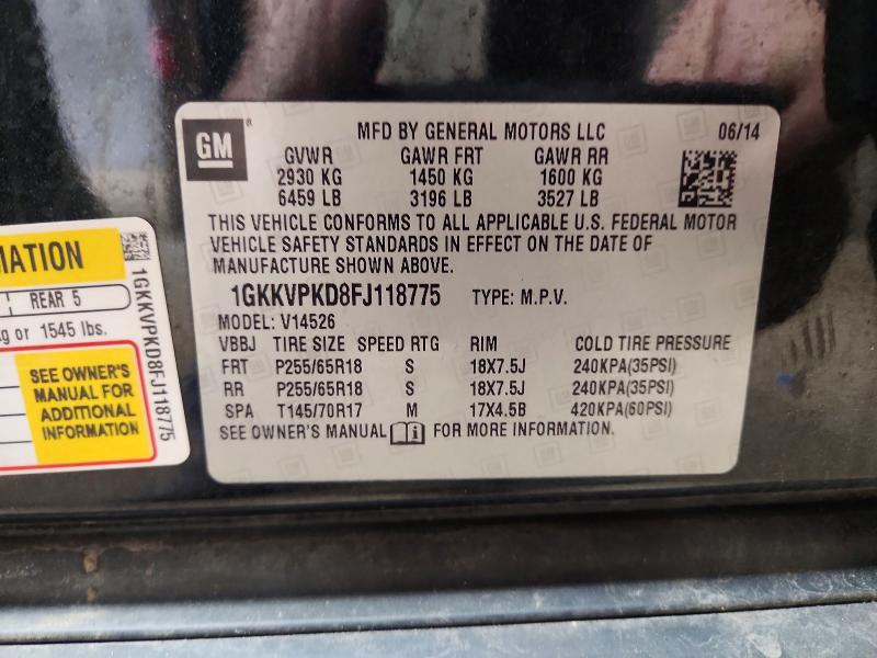 Продаж на аукціоні авто 2015 Gmc Acadia, vin: 1GKKVPKD8FJ118775, номер лоту: 50482176