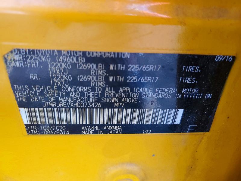 Aukcja sprzedaży 2017 Toyota Rav4 Hybrid, vin: JTMRJREVXHD073426, numer aukcji: 47949076