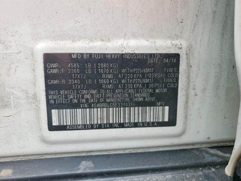 Aukcja sprzedaży 2014 Subaru Outback, vin: 4S4BRBLC5E3310386, numer aukcji: 51606136