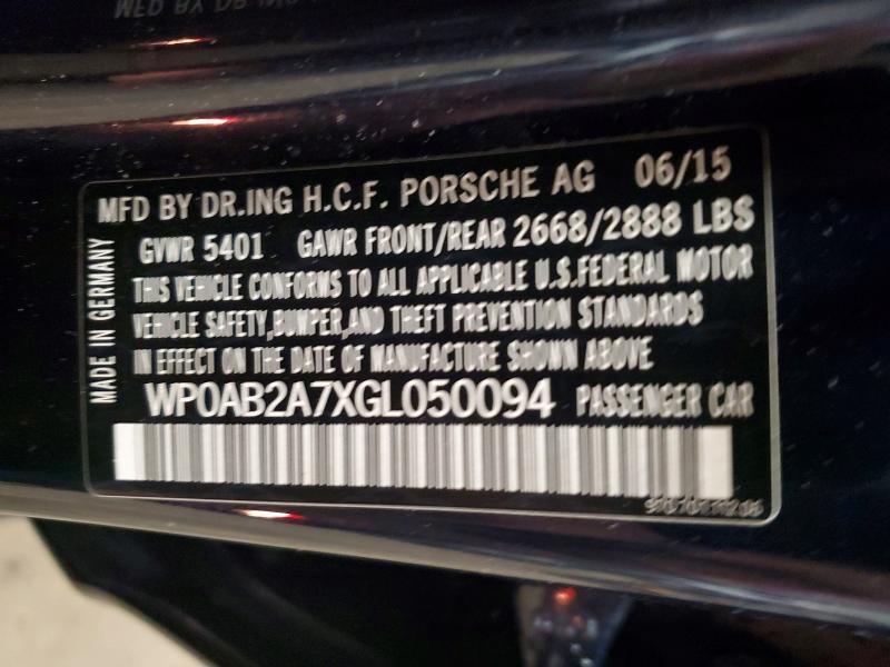 50967936 :رقم المزاد ، WP0AB2A7XGL050094 vin ، 2016 Porsche Panamera مزاد بيع