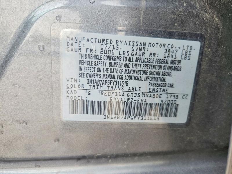 Aukcja sprzedaży 2015 Nissan Sentra, vin: 3N1AB7AP6FY311615, numer aukcji: 48818566