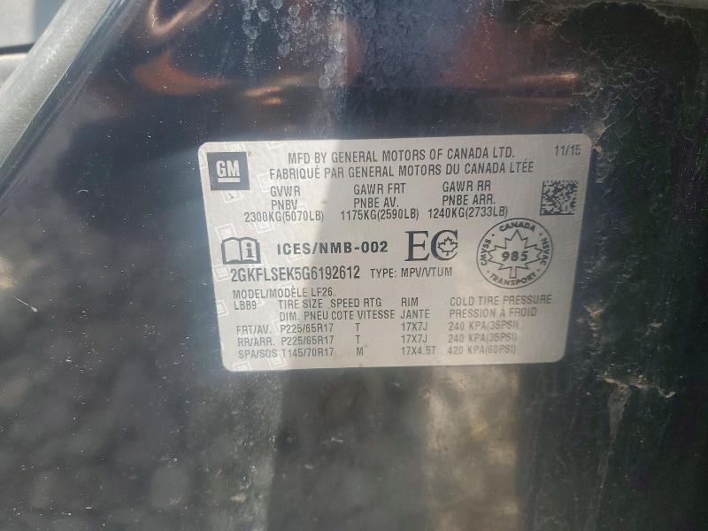 Aukcja sprzedaży 2016 Gmc Terrain, vin: 2GKFLSEK5G6192612, numer aukcji: 49177576