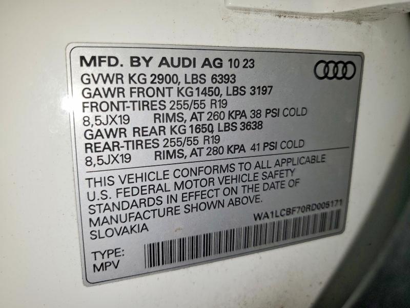 Продажа на аукционе авто 2024 Audi Q7, vin: WA1LCBF70RD005171, номер лота: 50966176
