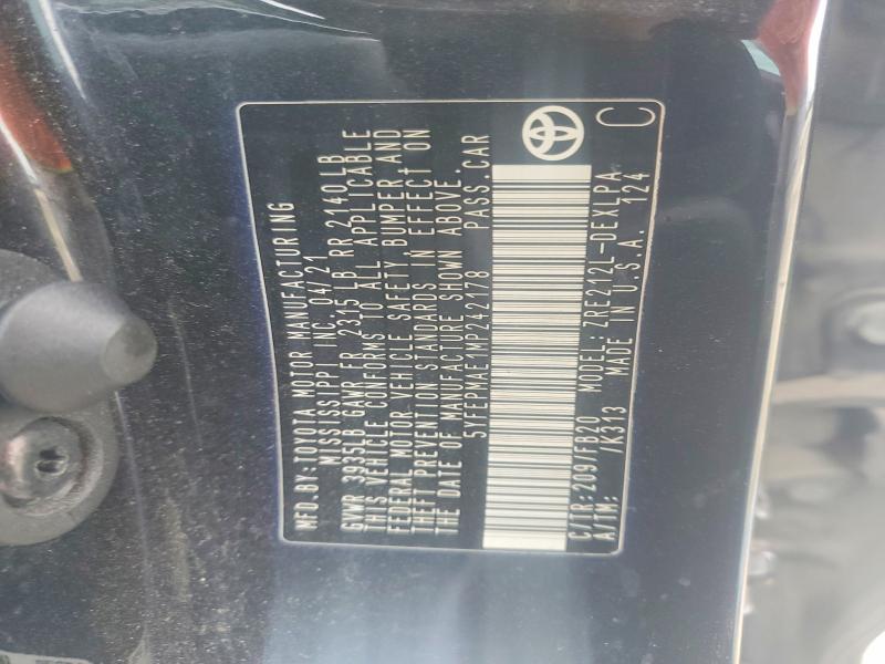 Aukcja sprzedaży 2021 Toyota Corolla, vin: 5YFEPMAE1MP242178, numer aukcji: 51358276