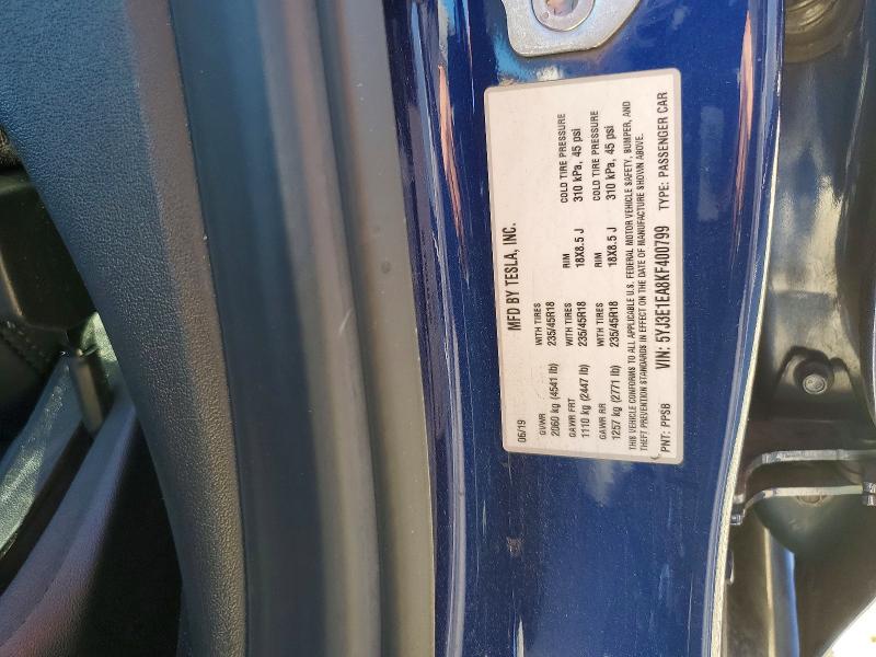 48797436 :رقم المزاد ، 5YJ3E1EA8KF400799 vin ، 2019 Tesla Model 3 مزاد بيع