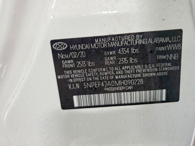 Продаж на аукціоні авто 2021 Hyundai Sonata, vin: 5NPEF4JA0MH090228, номер лоту: 50969996