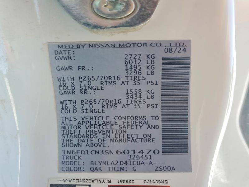 2025 Nissan Frontier მანქანა იყიდება აუქციონზე, vin: 1N6ED1CM3SN601470, აუქციონის ნომერი: 48546056