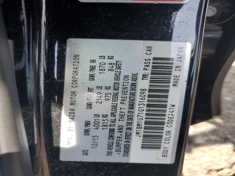 49980526 :رقم المزاد ، JM1BM1U71G1316098 vin ، 2016 Mazda 3 مزاد بيع