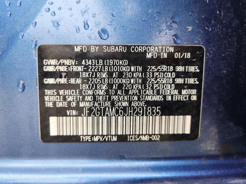 Aukcja sprzedaży 2018 Subaru Crosstrek, vin: JF2GTAMC6JH291835, numer aukcji: 48573136