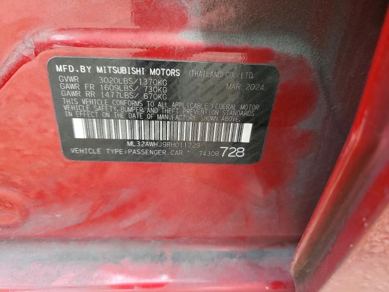 Aukcja sprzedaży 2024 Mitsubishi Mirage, vin: ML32AWHJ9RH011229, numer aukcji: 48159016