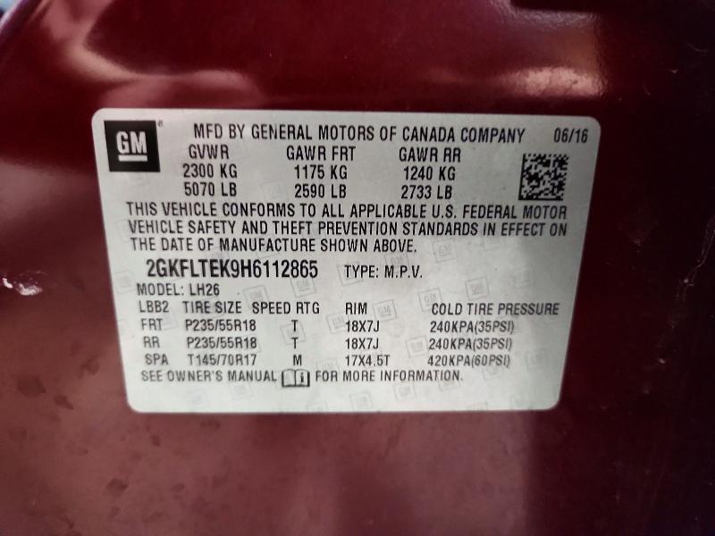 Aukcja sprzedaży 2017 Gmc Terrain, vin: 2GKFLTEK9H6112865, numer aukcji: 47525016
