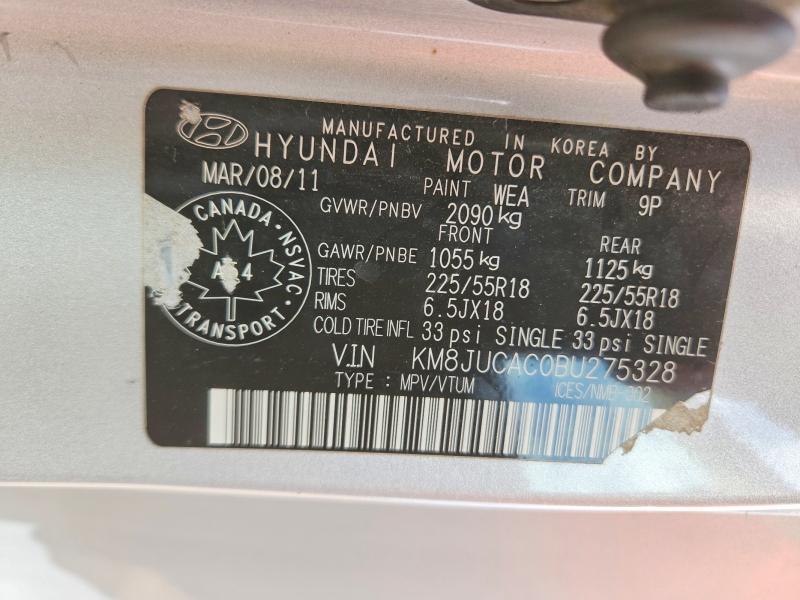 2011 Hyundai Tucson მანქანა იყიდება აუქციონზე, vin: KM8JUCAC0BU275328, აუქციონის ნომერი: 51797856