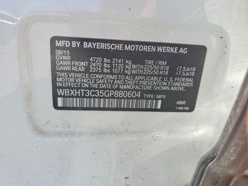49784166 :رقم المزاد ، WBXHT3C35GP880604 vin ، 2016 Bmw X1 مزاد بيع