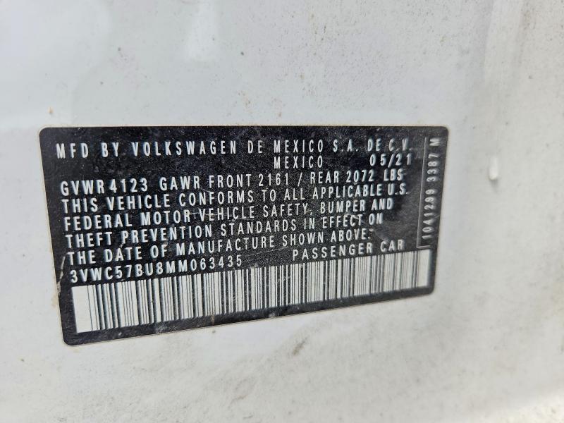 Aukcja sprzedaży 2021 Volkswagen Jetta, vin: 3VWC57BU8MM063435, numer aukcji: 48603566