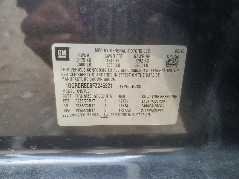 Продажа на аукционе авто 2015 Chevrolet Silverado, vin: 1GCRCREC8FZ245221, номер лота: 48706256
