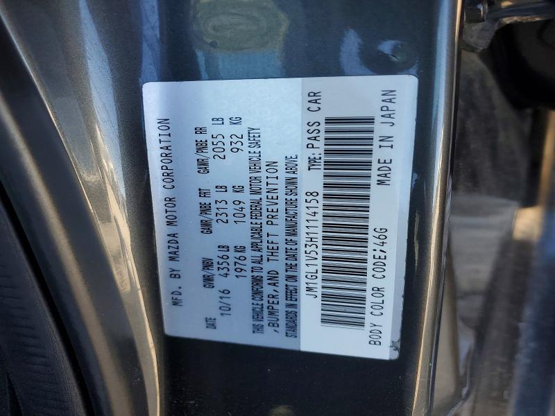 51546426 :رقم المزاد ، JM1GL1V53H1114158 vin ، 2017 Mazda 6 مزاد بيع
