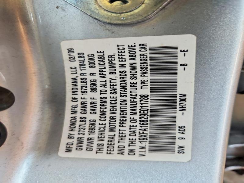 2009 Honda Civic მანქანა იყიდება აუქციონზე, vin: 19XFA16829E011788, აუქციონის ნომერი: 51208686