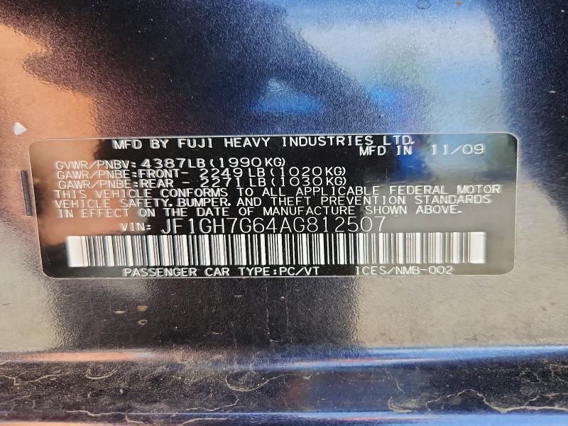 Продаж на аукціоні авто 2010 Subaru Impreza, vin: JF1GH7G64AG812507, номер лоту: 51186716