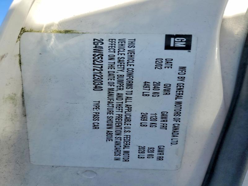 2002 Buick Century მანქანა იყიდება აუქციონზე, vin: 2G4WS52J721230340, აუქციონის ნომერი: 48921716