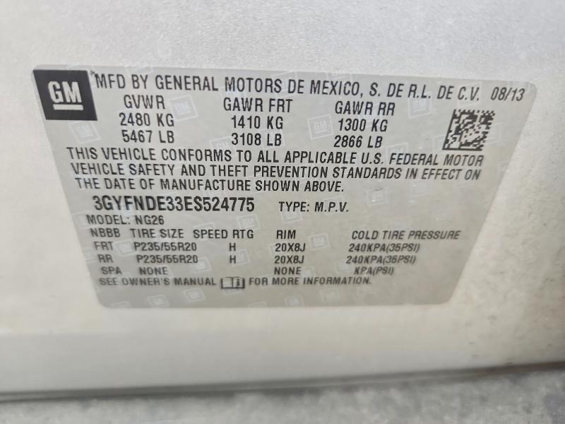Aukcja sprzedaży 2014 Cadillac Srx, vin: 3GYFNDE33ES524775, numer aukcji: 49797776