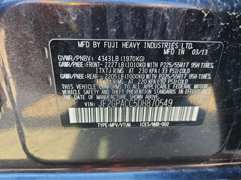 48853056 :رقم المزاد ، JF2GPACC5DH870549 vin ، 2013 Subaru Xv Crosstrek مزاد بيع