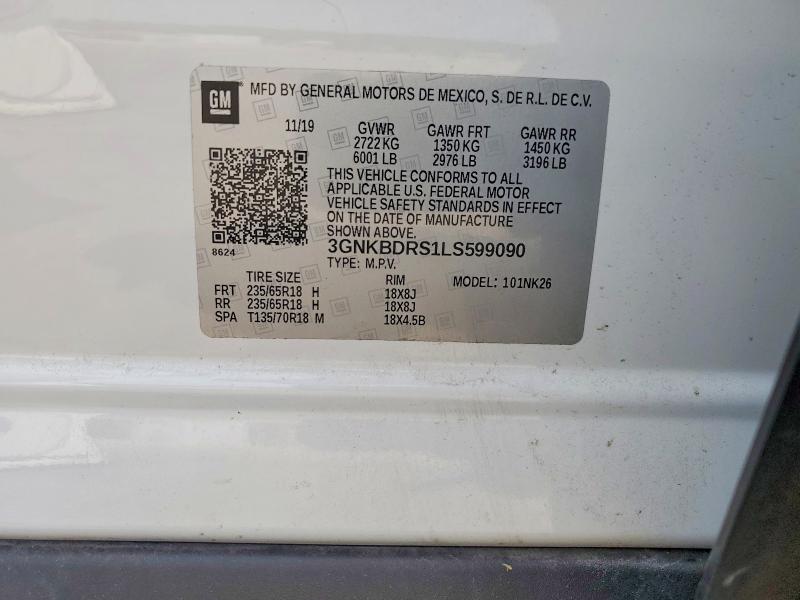 Aukcja sprzedaży 2020 Chevrolet Blazer, vin: 3GNKBDRS1LS599090, numer aukcji: 50805276