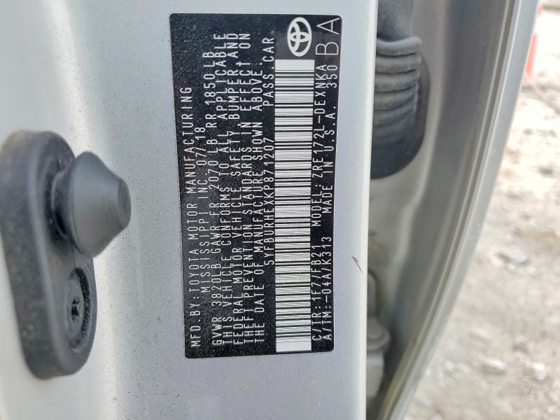 Aukcja sprzedaży 2019 Toyota Corolla, vin: 5YFBURHEXKP871207, numer aukcji: 49919226