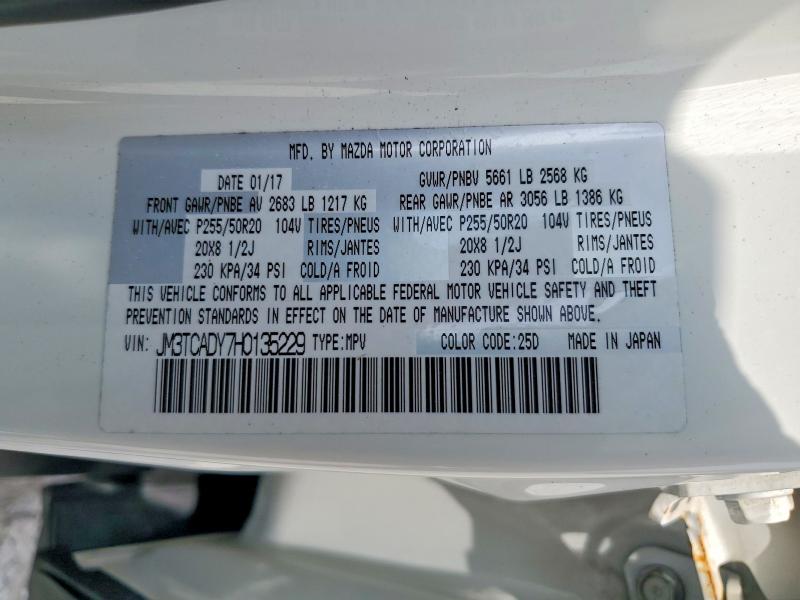 Aukcja sprzedaży 2017 Mazda Cx-9, vin: JM3TCADY7H0135229, numer aukcji: 51204536