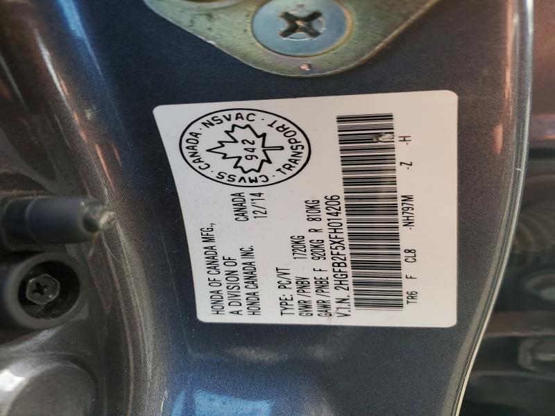 2015 Honda Civic მანქანა იყიდება აუქციონზე, vin: 2HGFB2F5XFH014206, აუქციონის ნომერი: 50043076