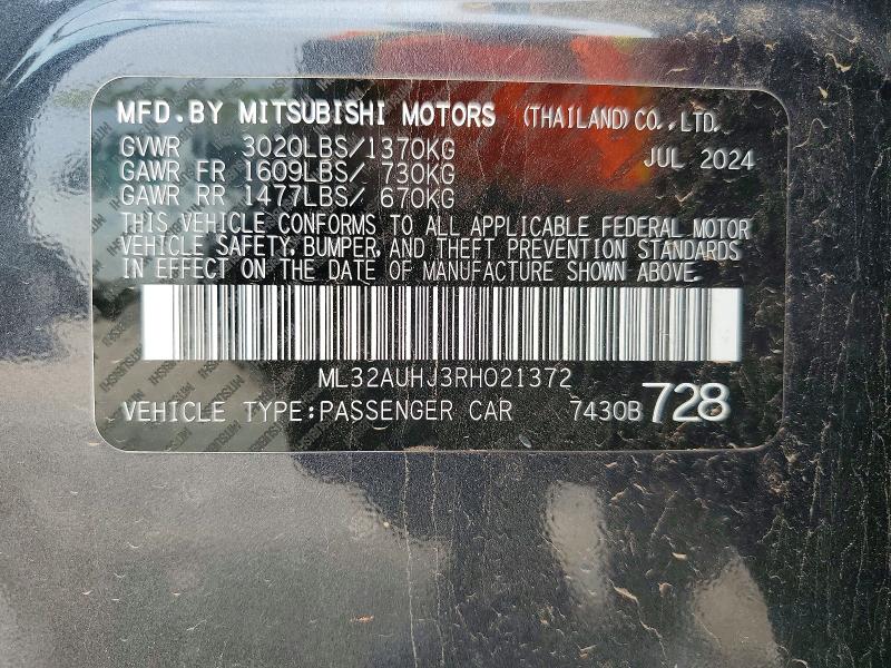 Продаж на аукціоні авто 2024 Mitsubishi Mirage, vin: ML32AUHJ3RH021372, номер лоту: 49824826