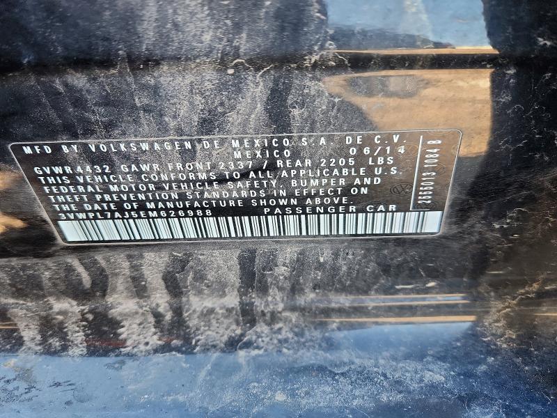 2014 Volkswagen Jetta მანქანა იყიდება აუქციონზე, vin: 3VWPL7AJ5EM626988, აუქციონის ნომერი: 48986526