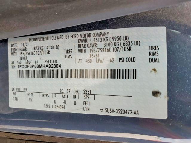 49372686 :رقم المزاد ، 1FDDF6P88MKA92804 vin ، 2021 Ford Transit مزاد بيع