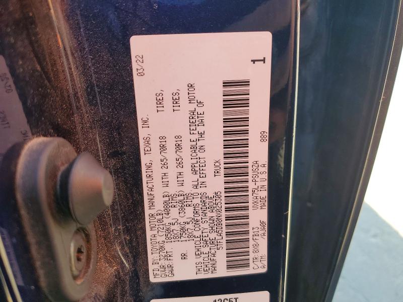 Продаж на аукціоні авто 2022 Toyota Tundra, vin: 5TFLA5DB0NX025305, номер лоту: 49440356