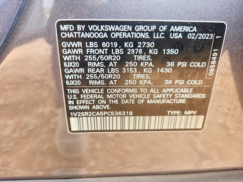 Продаж на аукціоні авто 2023 Volkswagen Atlas, vin: 1V2SR2CA5PC536318, номер лоту: 48654066