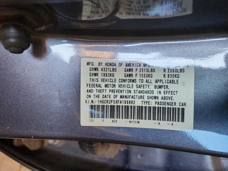 Aukcja sprzedaży 2015 Honda Accord, vin: 1HGCR2F5XFA189892, numer aukcji: 48695766