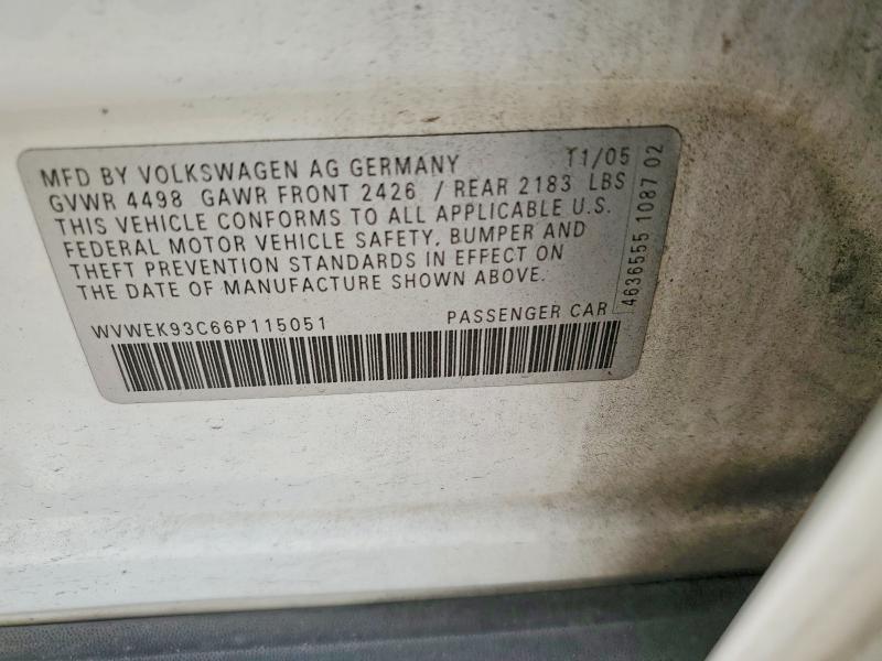 51956656 :رقم المزاد ، WVWEK93C66P115051 vin ، 2006 Volkswagen Passat مزاد بيع
