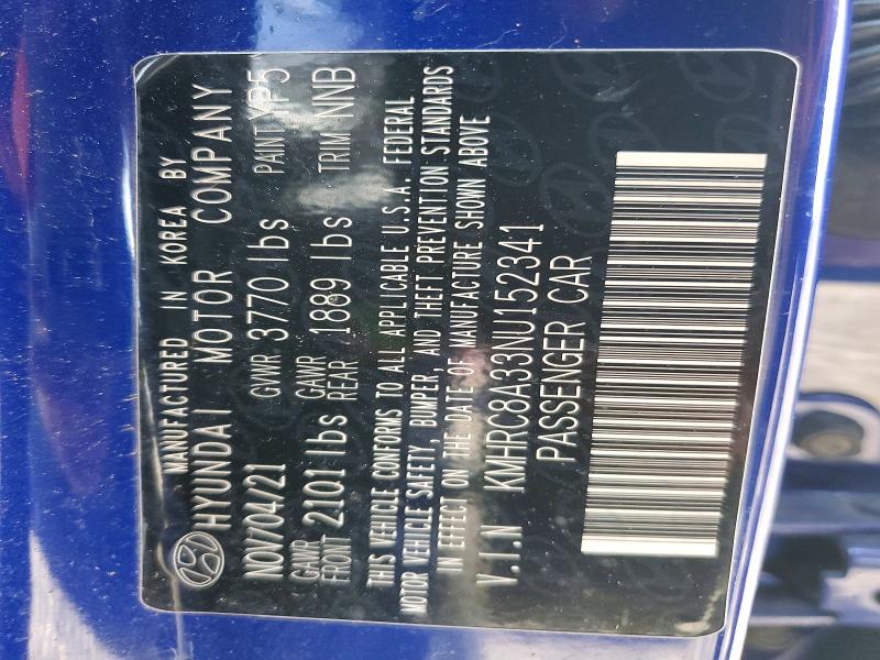 49126926 :رقم المزاد ، KMHRC8A33NU152341 vin ، 2022 Hyundai Venue مزاد بيع