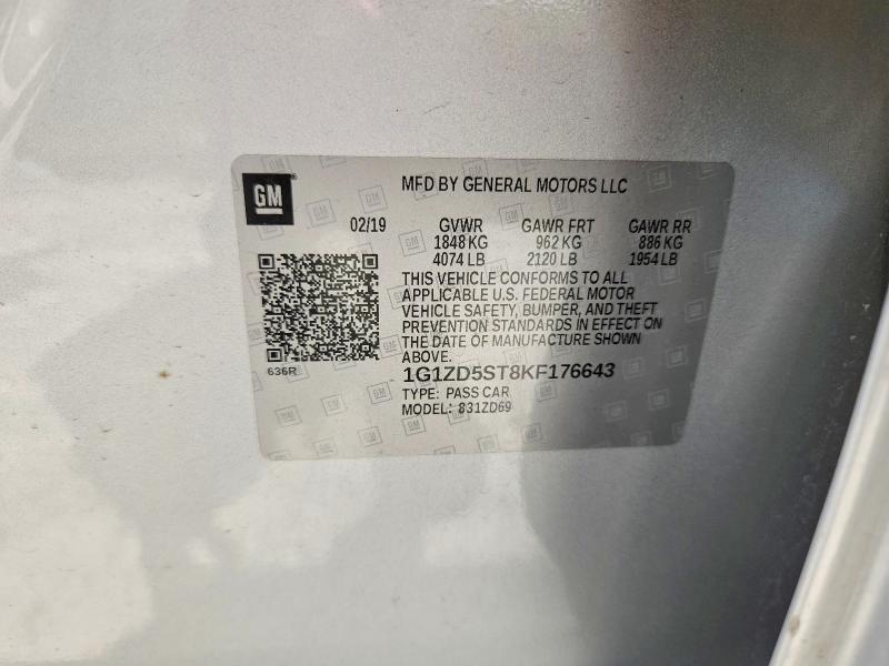 Продаж на аукціоні авто 2019 Chevrolet Malibu, vin: 1G1ZD5ST8KF176643, номер лоту: 50998466