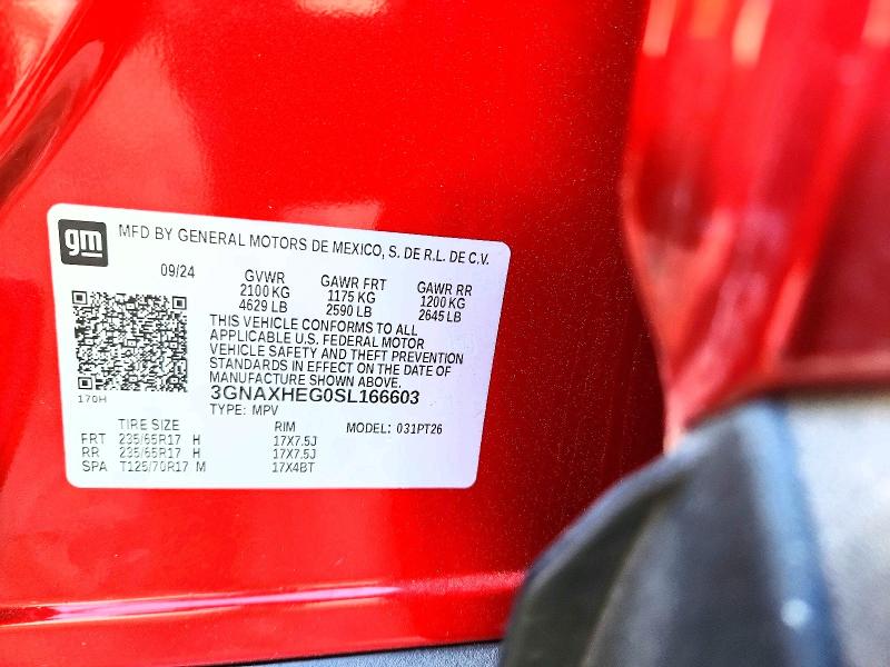 2025 Chevrolet Equinox მანქანა იყიდება აუქციონზე, vin: 3GNAXHEG0SL166603, აუქციონის ნომერი: 48641236