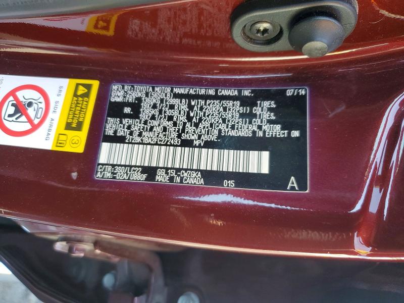 Продаж на аукціоні авто 2015 Lexus Rx 350, vin: 2T2BK1BA2FC272493, номер лоту: 48651276