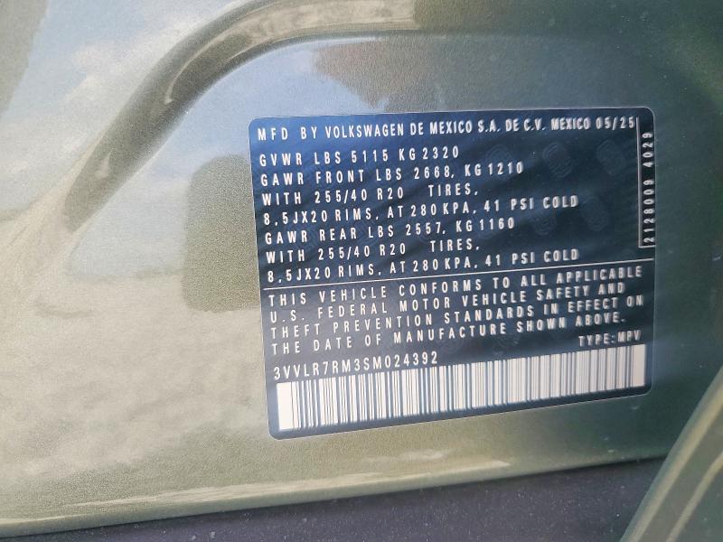50964226 :رقم المزاد ، 3VVLR7RM3SM024392 vin ، 2025 Volkswagen Tiguan مزاد بيع