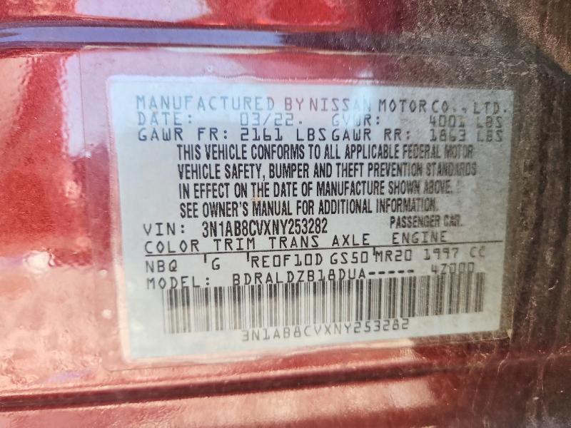 2022 Nissan Sentra მანქანა იყიდება აუქციონზე, vin: 3N1AB8CVXNY253282, აუქციონის ნომერი: 51197096
