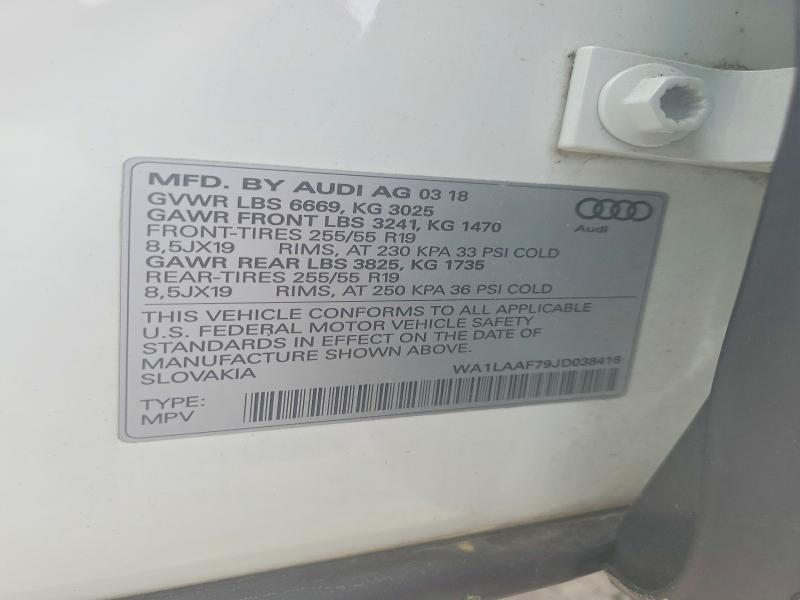 2018 Audi Q7 მანქანა იყიდება აუქციონზე, vin: WA1LAAF79JD038416, აუქციონის ნომერი: 48819566