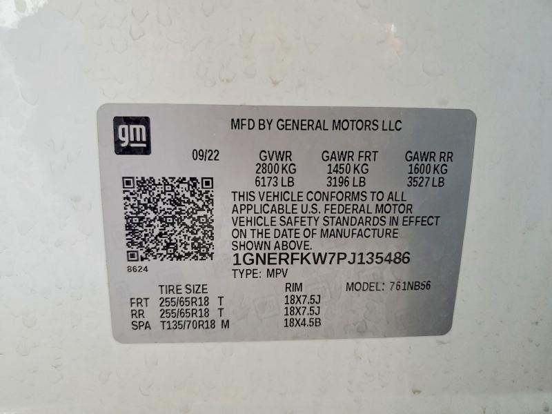 2023 Chevrolet Traverse მანქანა იყიდება აუქციონზე, vin: 1GNERFKW7PJ135486, აუქციონის ნომერი: 49832356