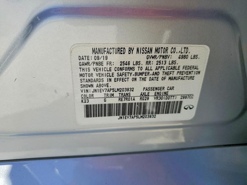 Aukcja sprzedaży 2020 Infiniti Q50, vin: JN1EV7AP5LM203932, numer aukcji: 49970736