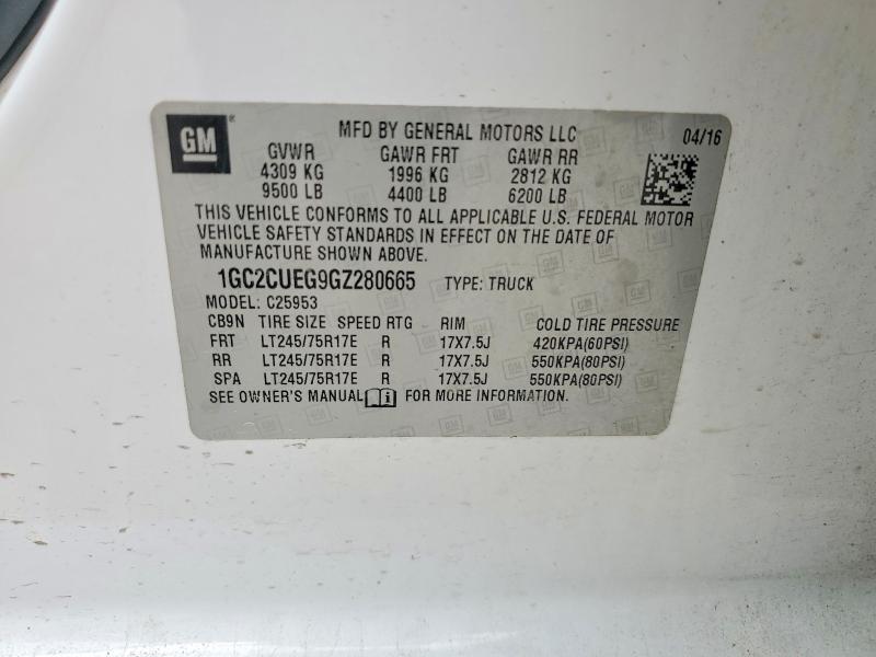 Продаж на аукціоні авто 2016 Chevrolet Silverado, vin: 1GC2CUEG9GZ280665, номер лоту: 51277256