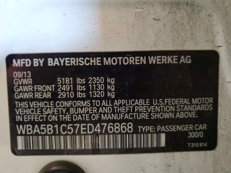 Aukcja sprzedaży 2014 Bmw 535, vin: WBA5B1C57ED476868, numer aukcji: 50430476